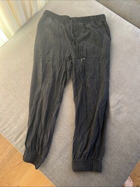 Club Monaco 100% Silk Black Joggers.